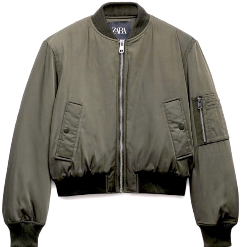 Zara Zip Bomber Jacket Sz L